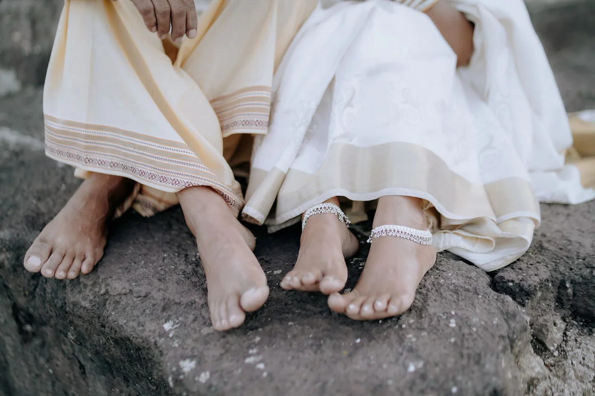 Half White Dhoti — Double Colour Border 2