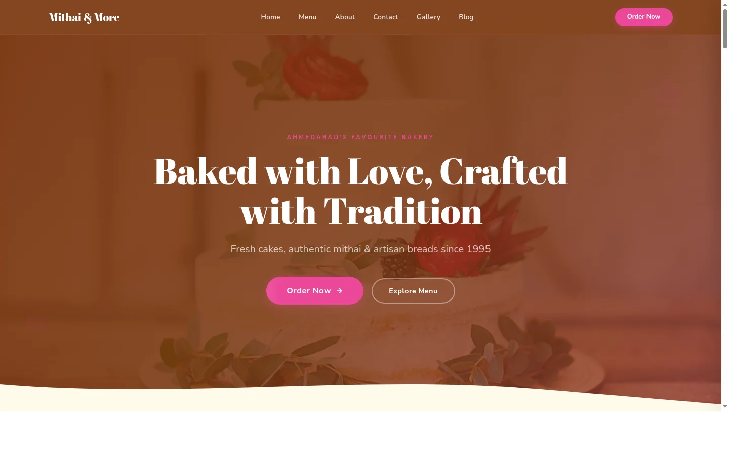 Mithai & More — Café & Bakery website design
