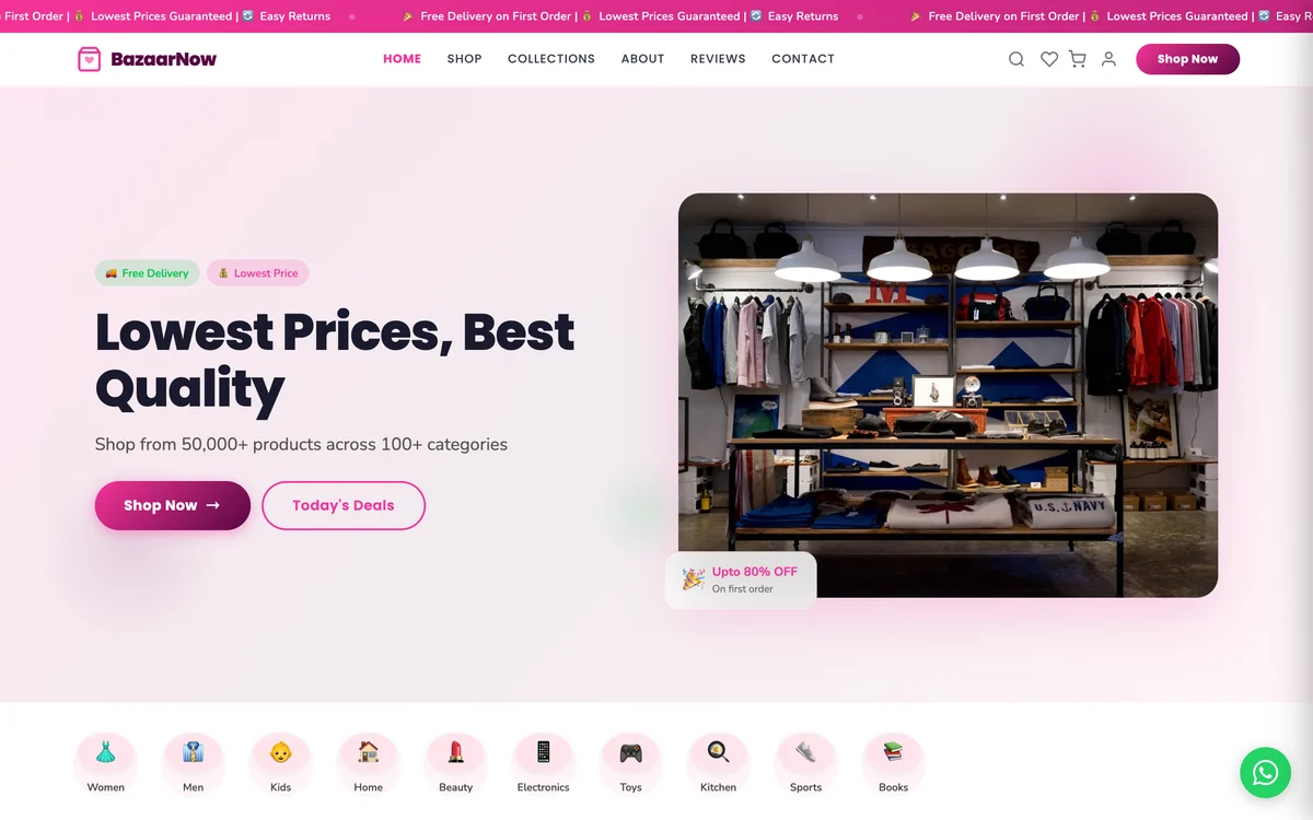 BazaarNow — E-commerce (any product) website design