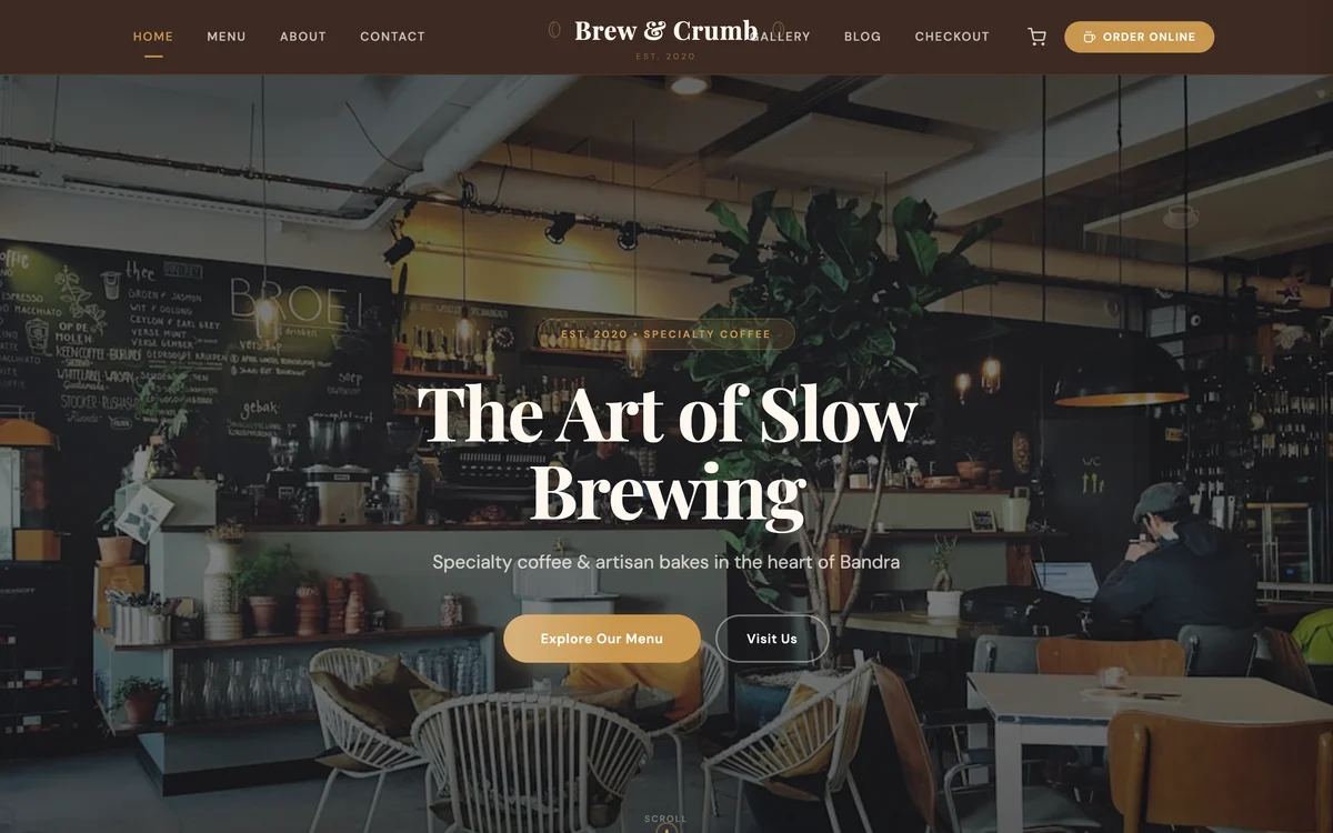 Brew & Crumb — Café & Bakery website design
