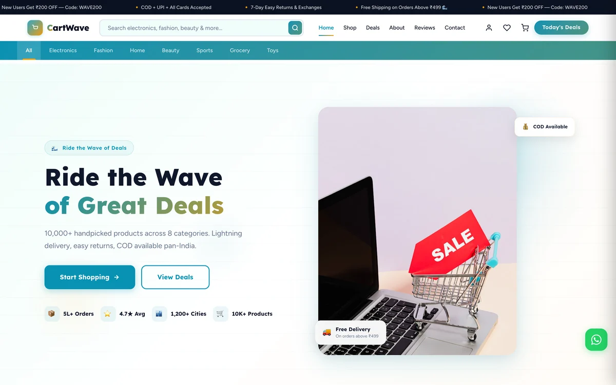 CartWave — Pet Shop website design