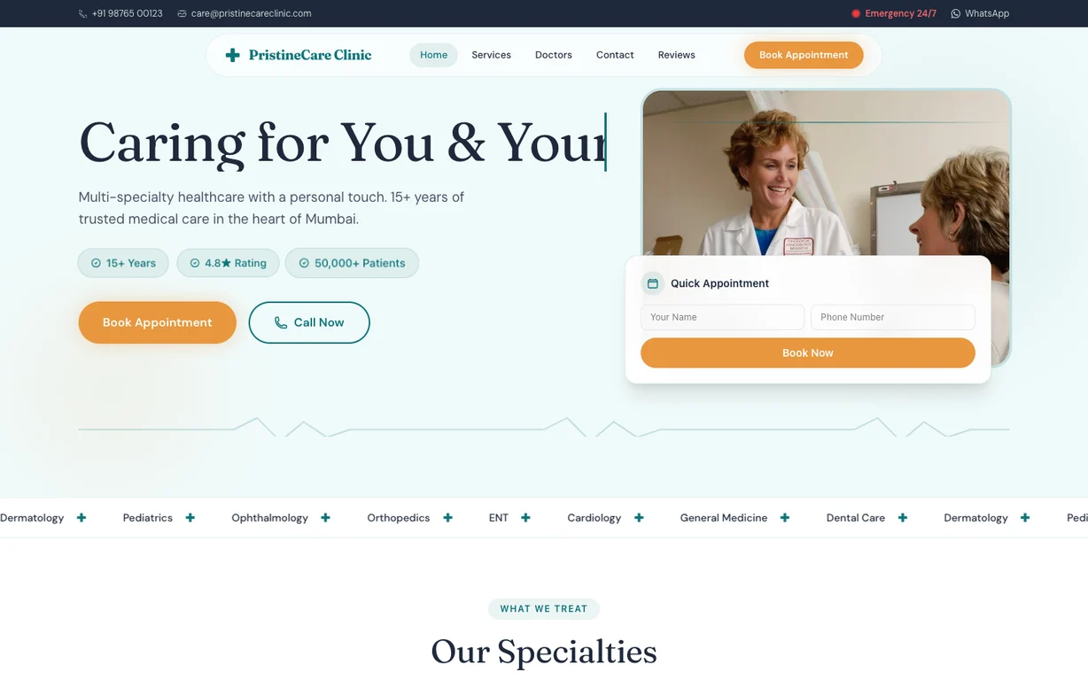 Premium Clinic — Dental Clinic website design