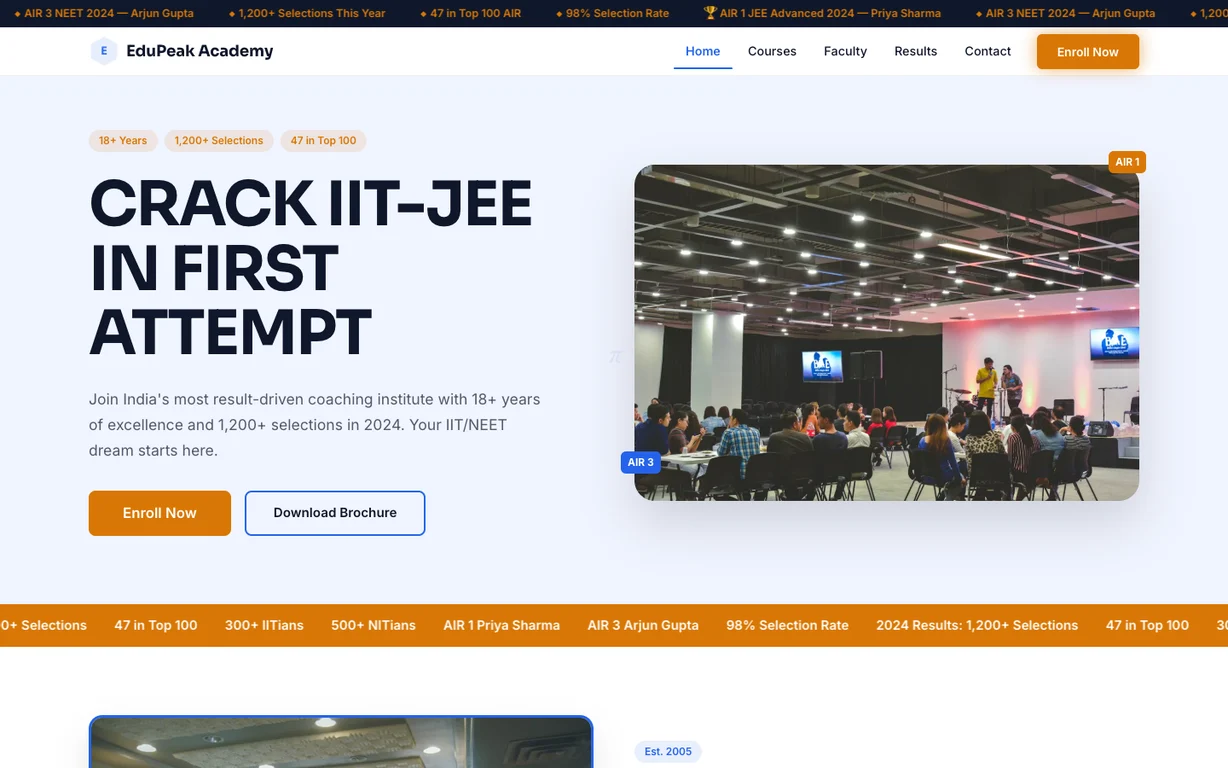 EduPeak Academy — Coaching Institute & Tuition Centre website design