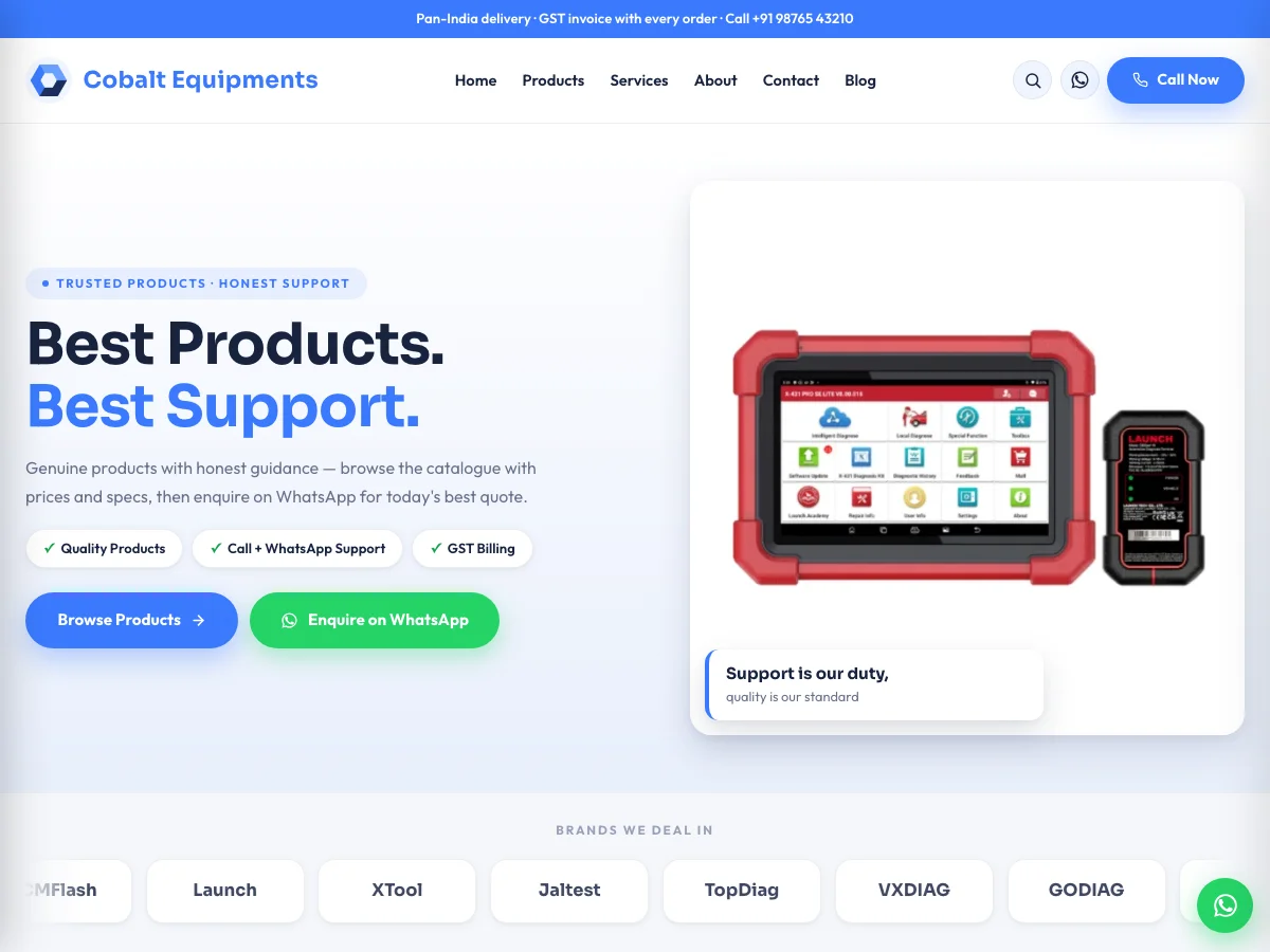 Cobalt — Auto Parts & Spares Store website design