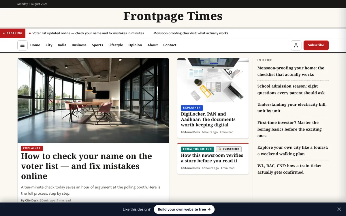 Frontpage — News Portal & Digital Newspaper website design