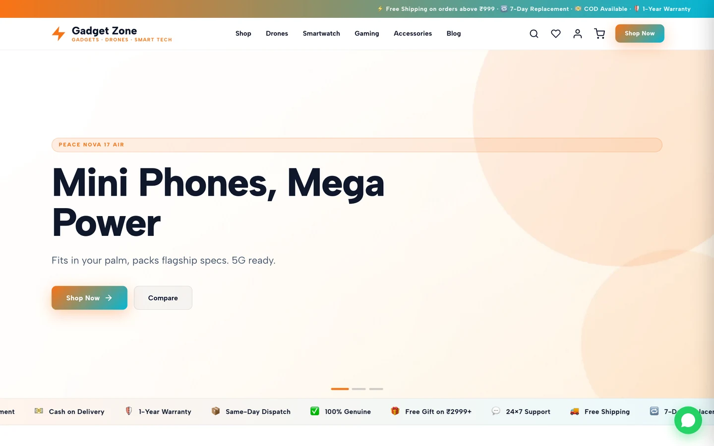 Gadget Zone — Electronics & Mobile Shop website design