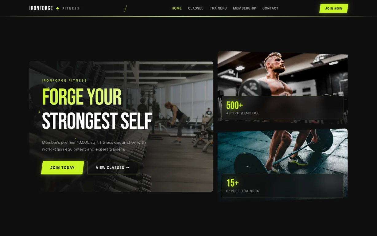 Premium Gym — Gym, Yoga & Fitness Studio website design