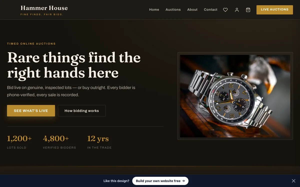 Hammer — Scrap Yard, Recycler & Auction House website design