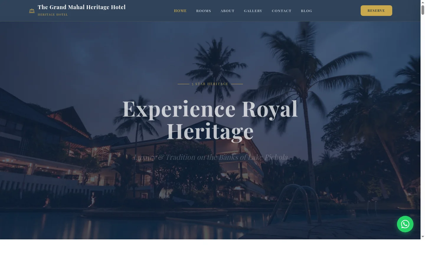 The Grand Mahal Heritage Hotel — Travel Agency & Tour Operator website design
