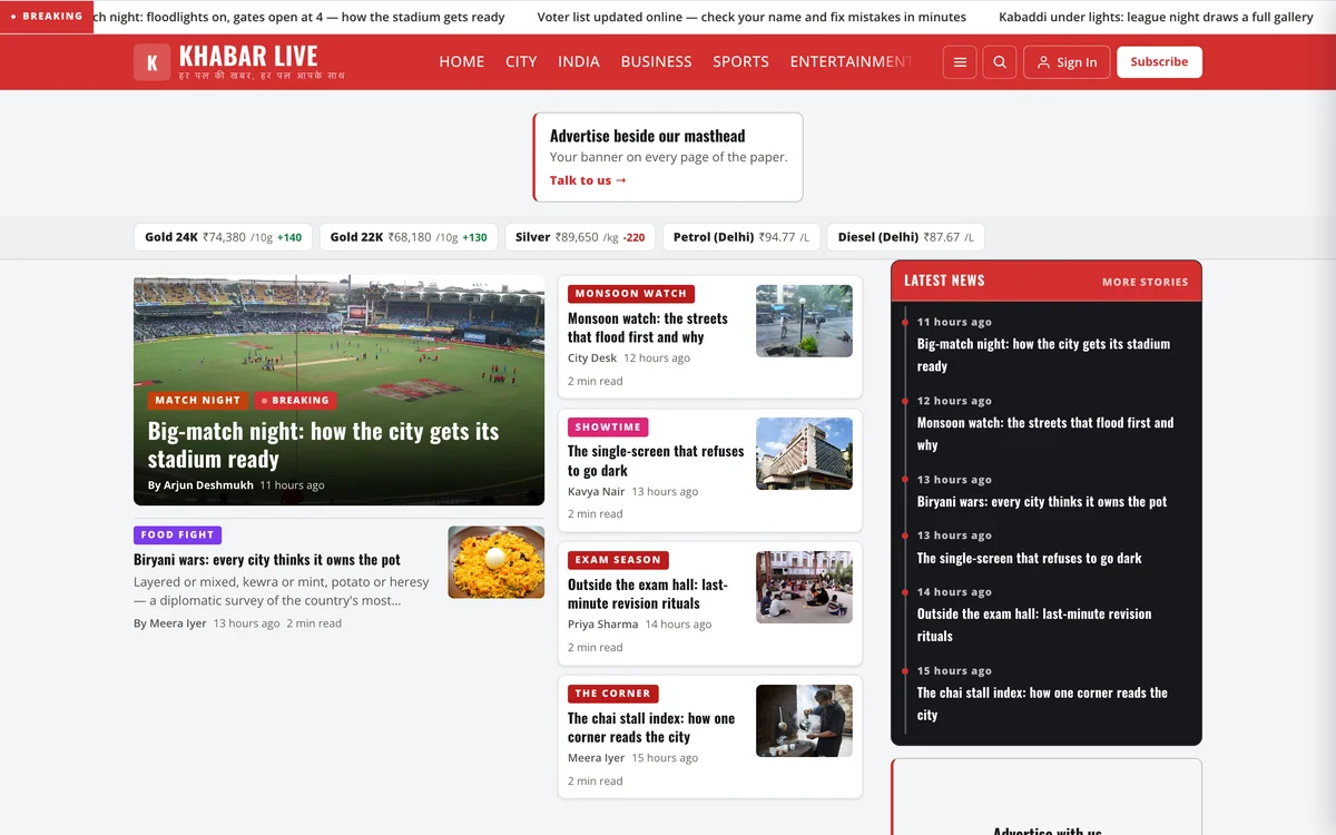 Khabar Live — News Portal & Digital Newspaper website design