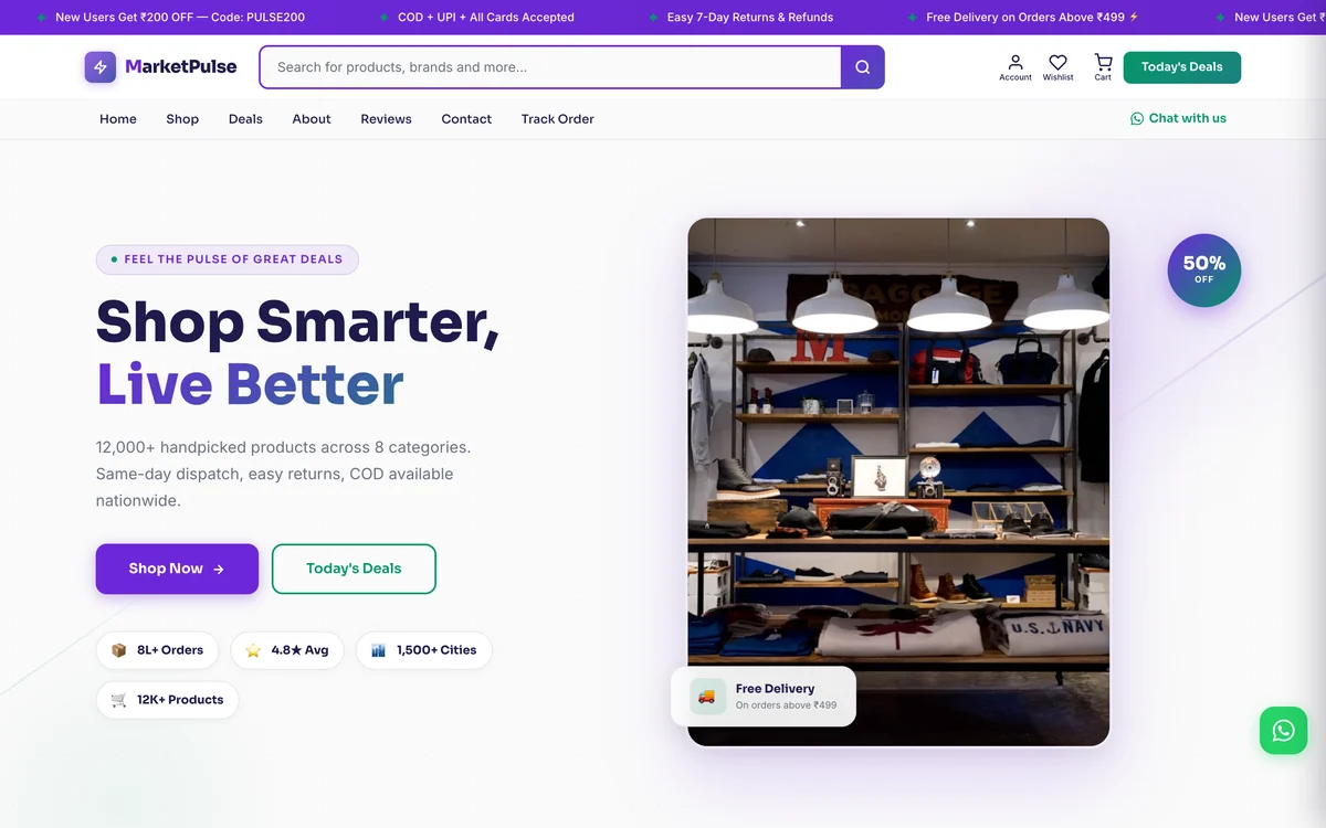 MarketPulse — Electronics & Mobile Shop website design