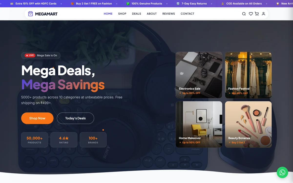 MegaMart — E-commerce (any product) website design