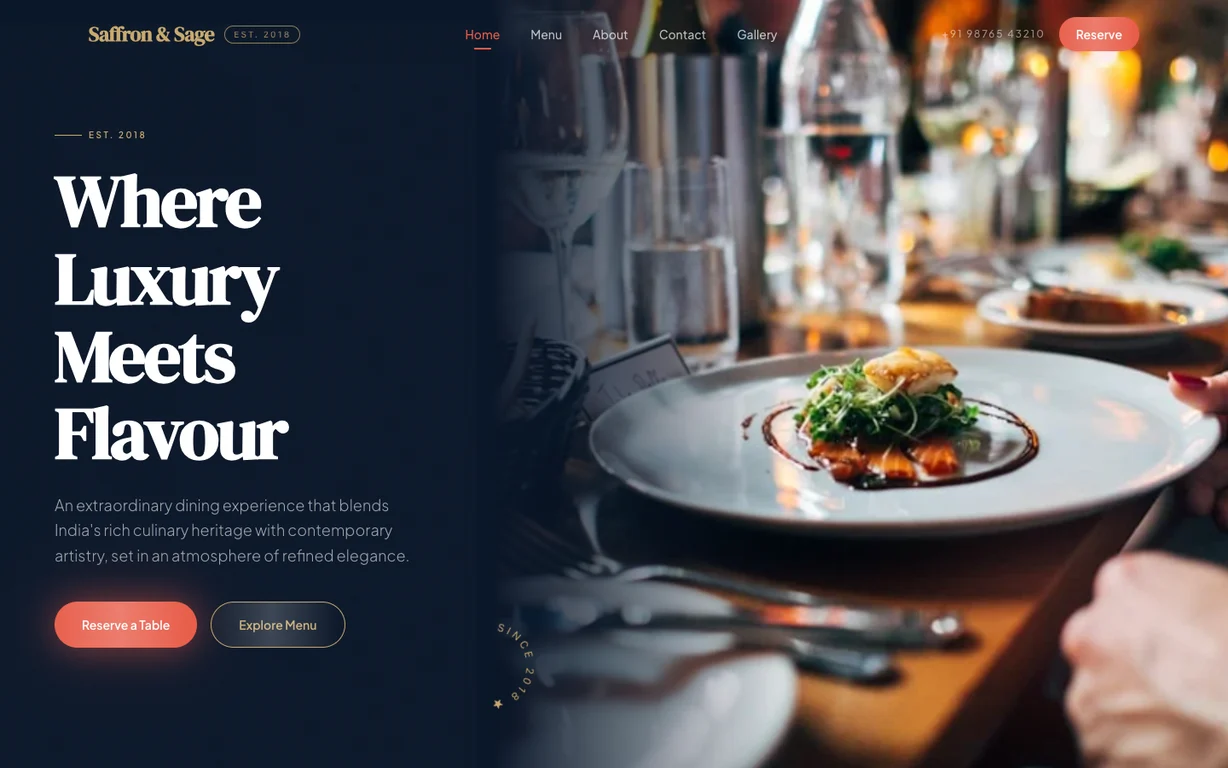 Restaurant Luxury — Restaurant website design