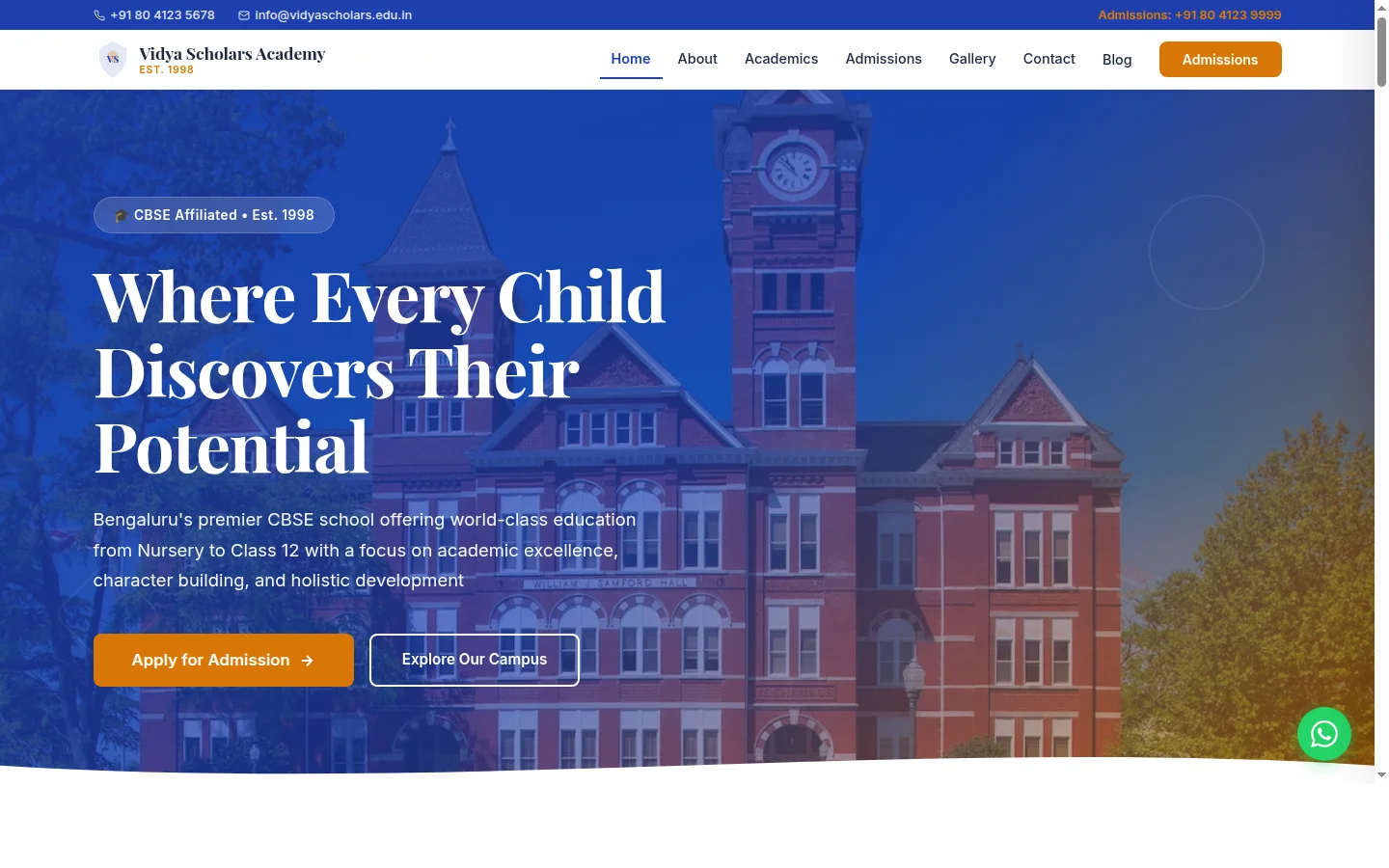 Vidya Scholars Academy — NGO & Charity website design