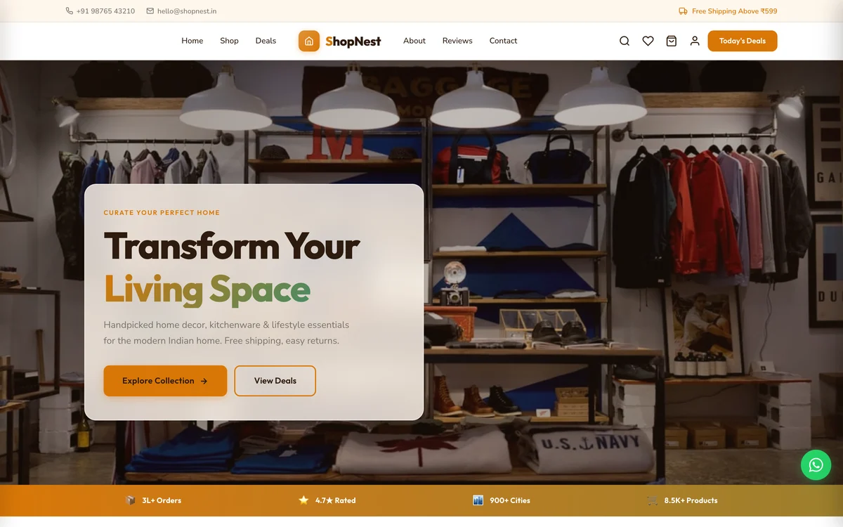 ShopNest — Home Décor & Furniture Store website design