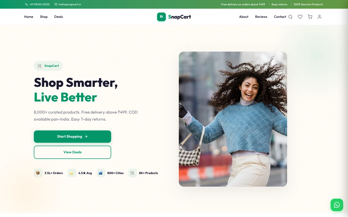 SnapCart — Pet Shop website design