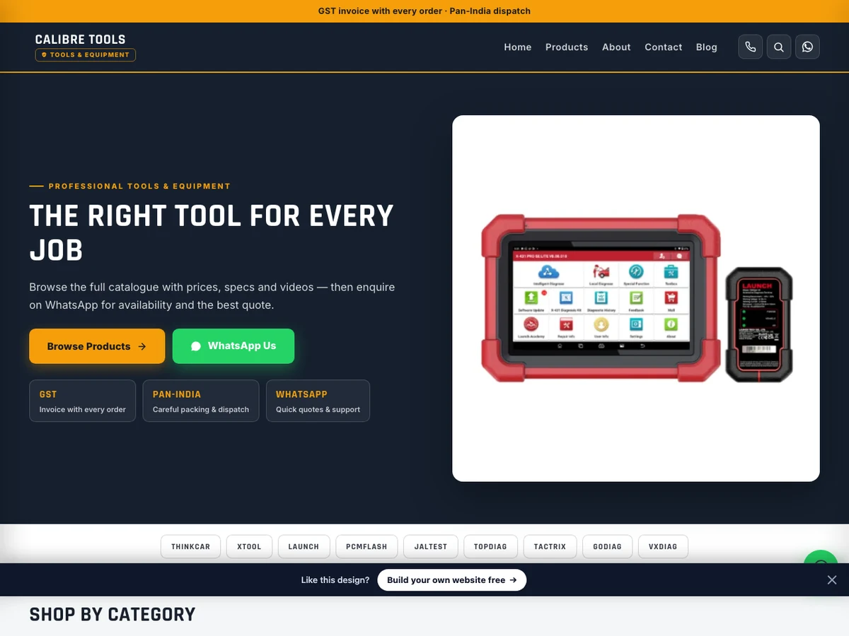 Calibre — Electronics & Mobile Shop website design