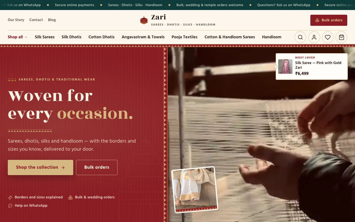 Zari — Clothing Store & Boutique website design
