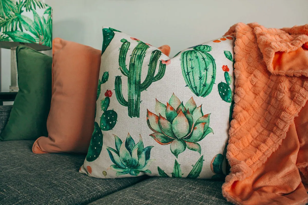 Hand-block cotton cushion cover