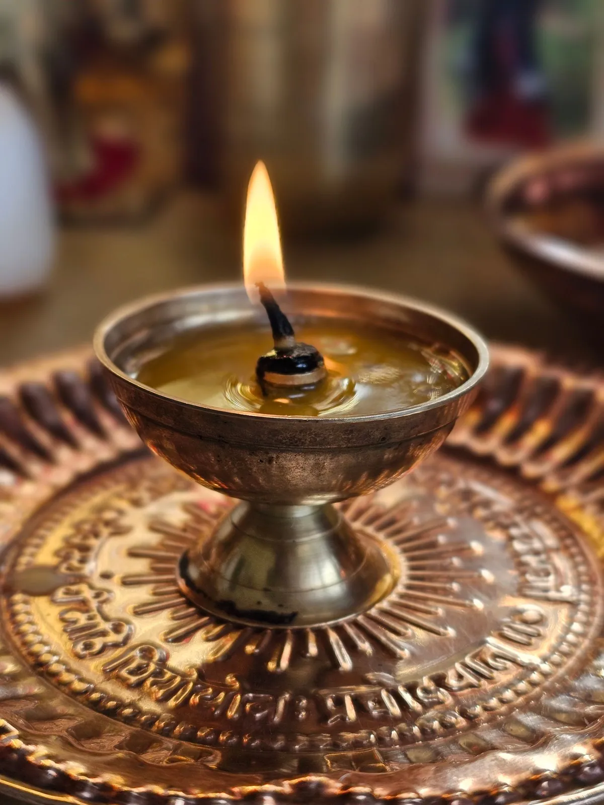 Brass diya, pair