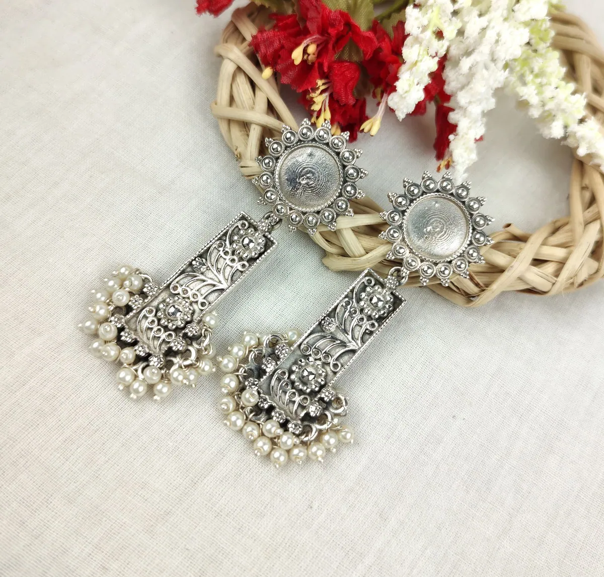 Oxidised jhumkas