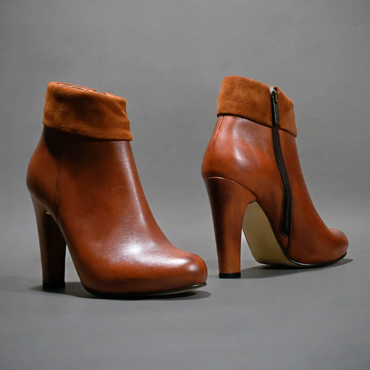 Leather heeled ankle boots