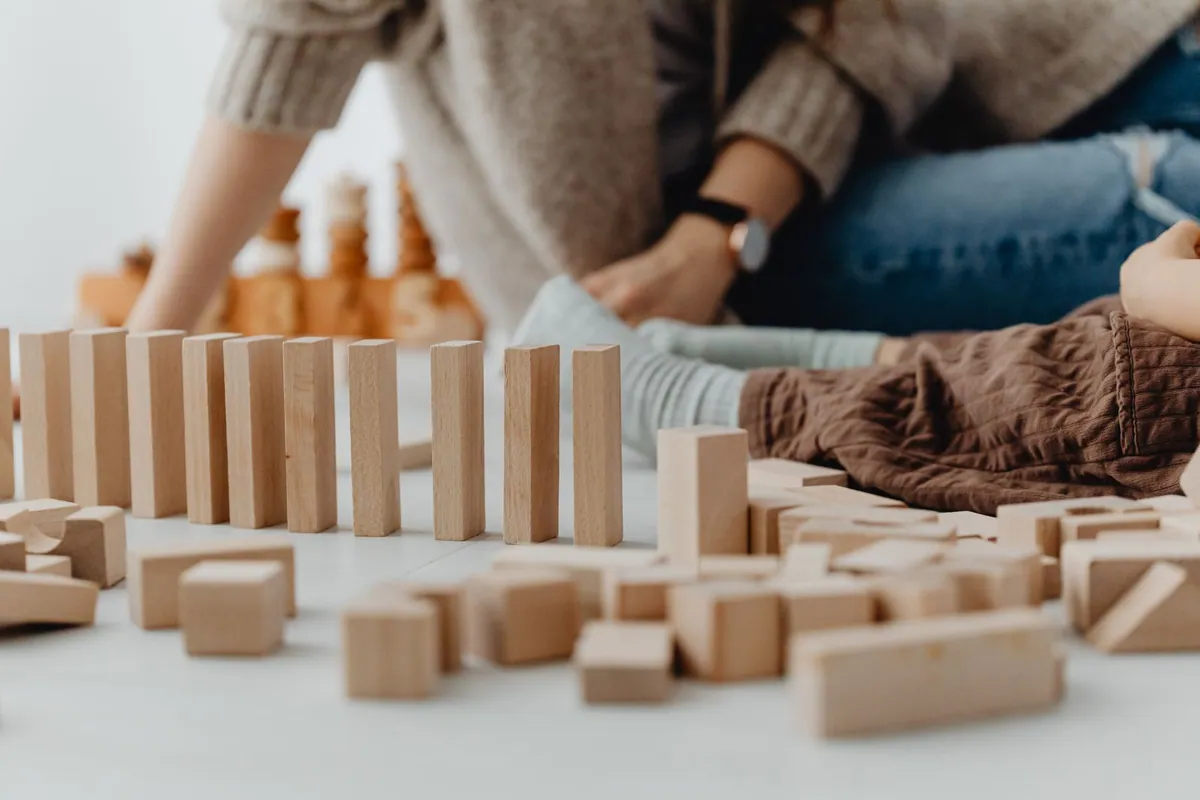 Wooden building blocks, 50 pieces