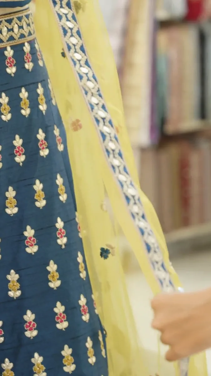 Teal embroidered lehenga