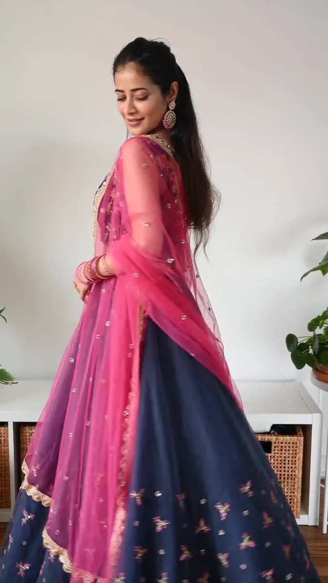 Pink net lehenga