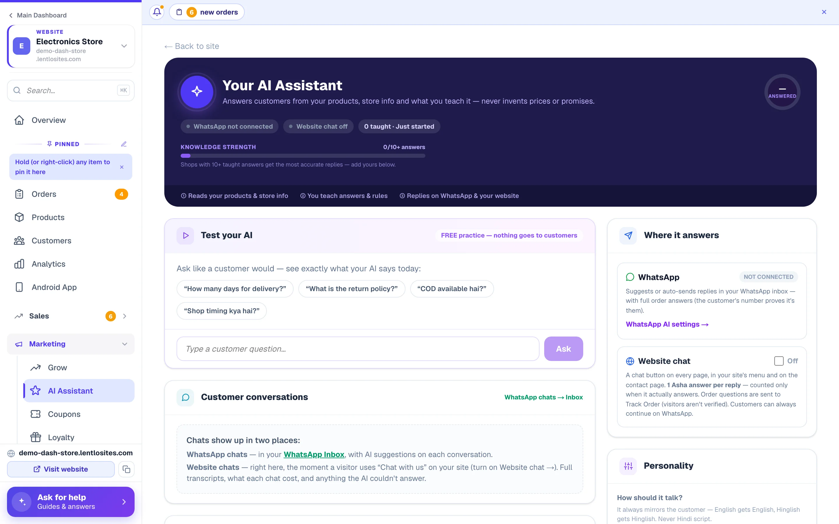 Your AI assistant — trained on your own answers.
