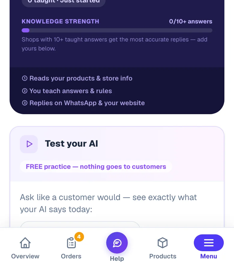 Try a question before customers do. — phone view