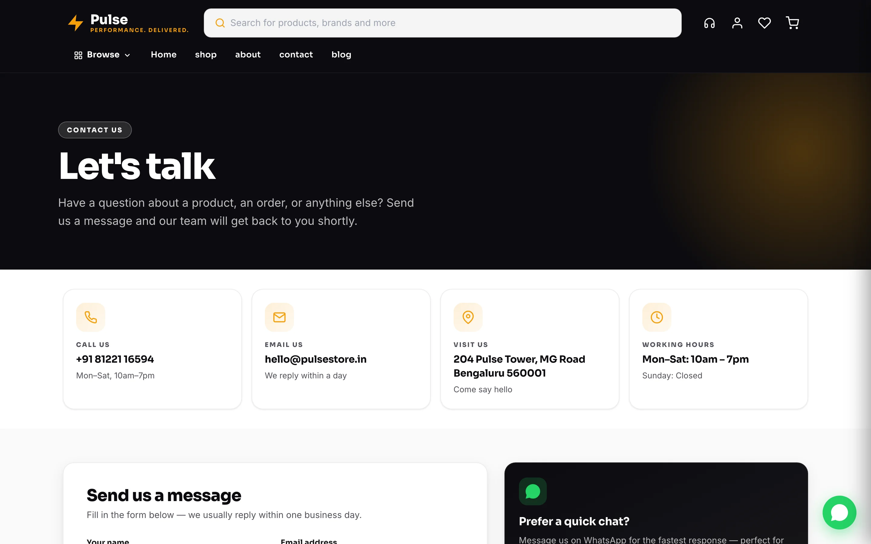 The contact form on your live site.