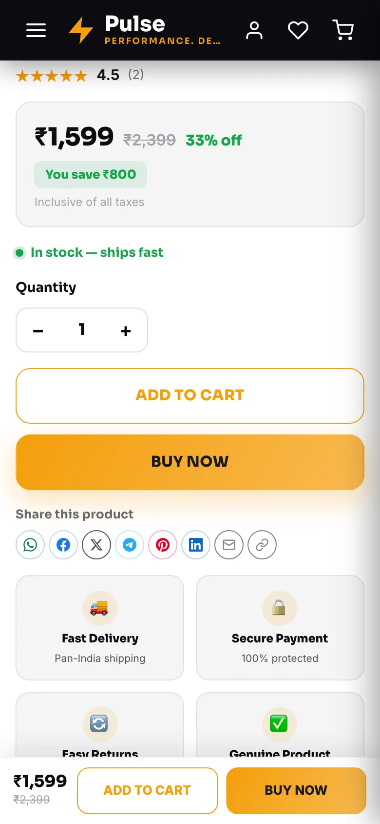 Both — the buttons under the price and the bar at the bottom of the screen.