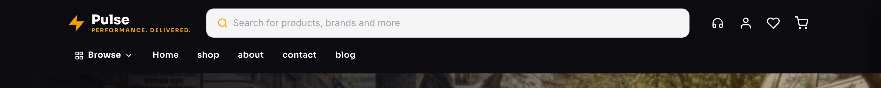 The header menu as your customer sees it.