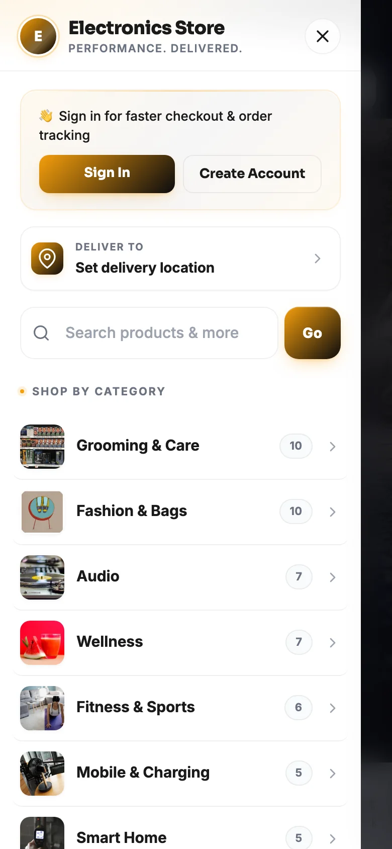 The drawer as your customer sees it.