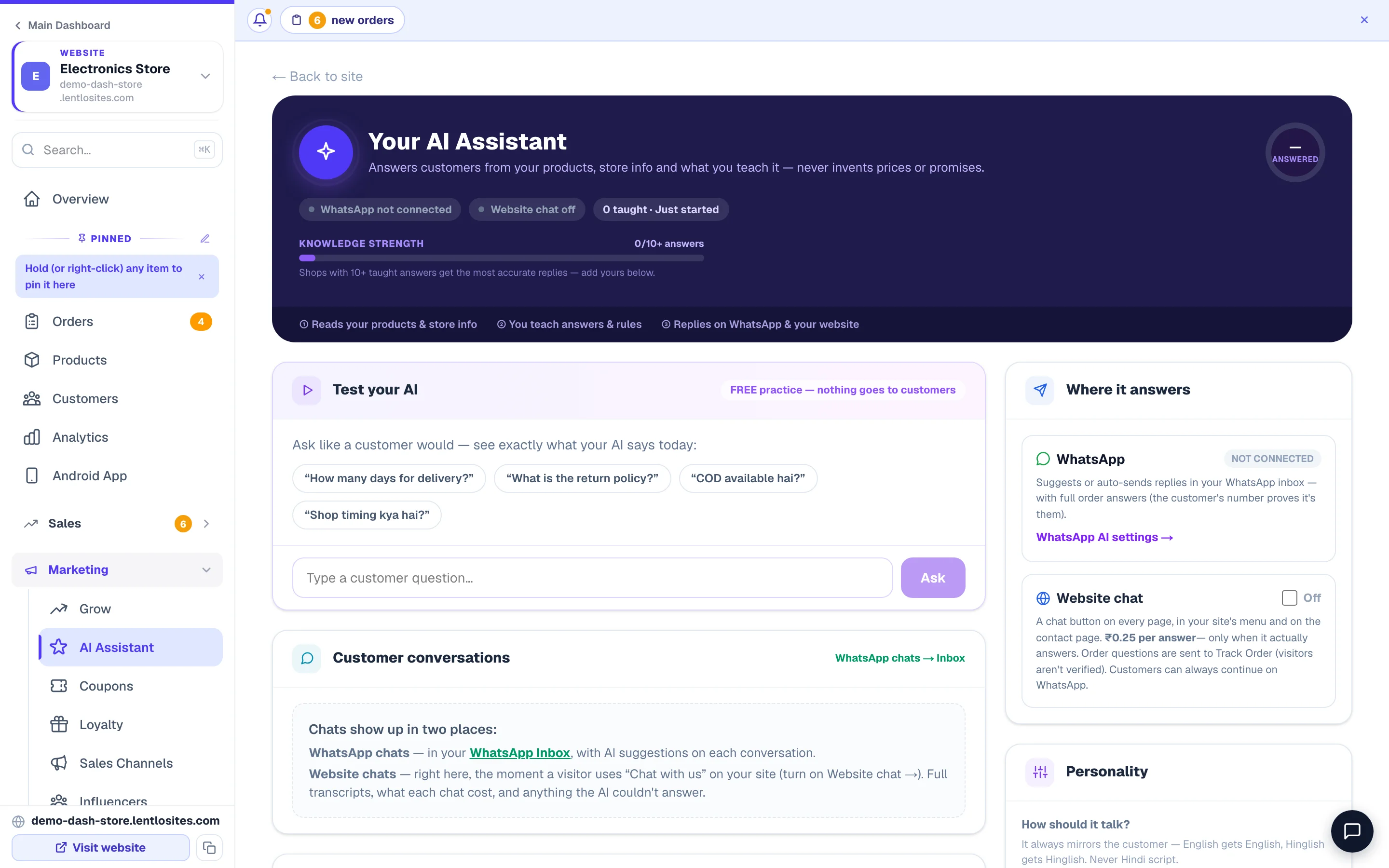 Your AI assistant — trained on your own answers.