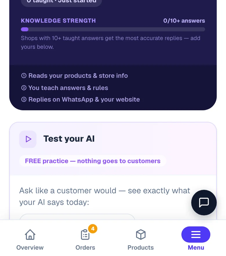 Try a question before customers do. — phone view