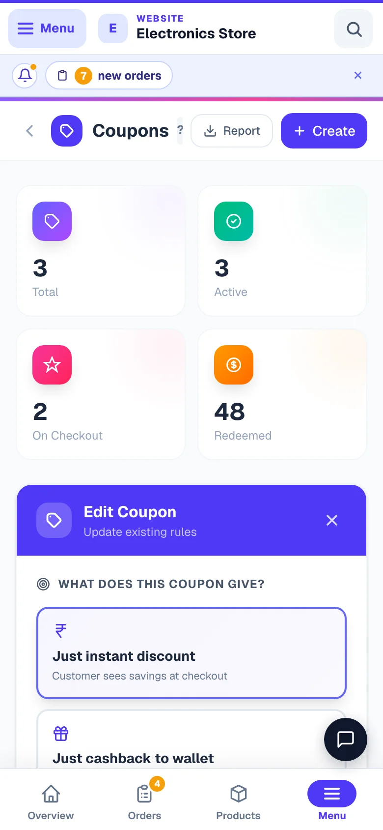 Opening a coupon — its reward, its limits and where it applies. — phone view