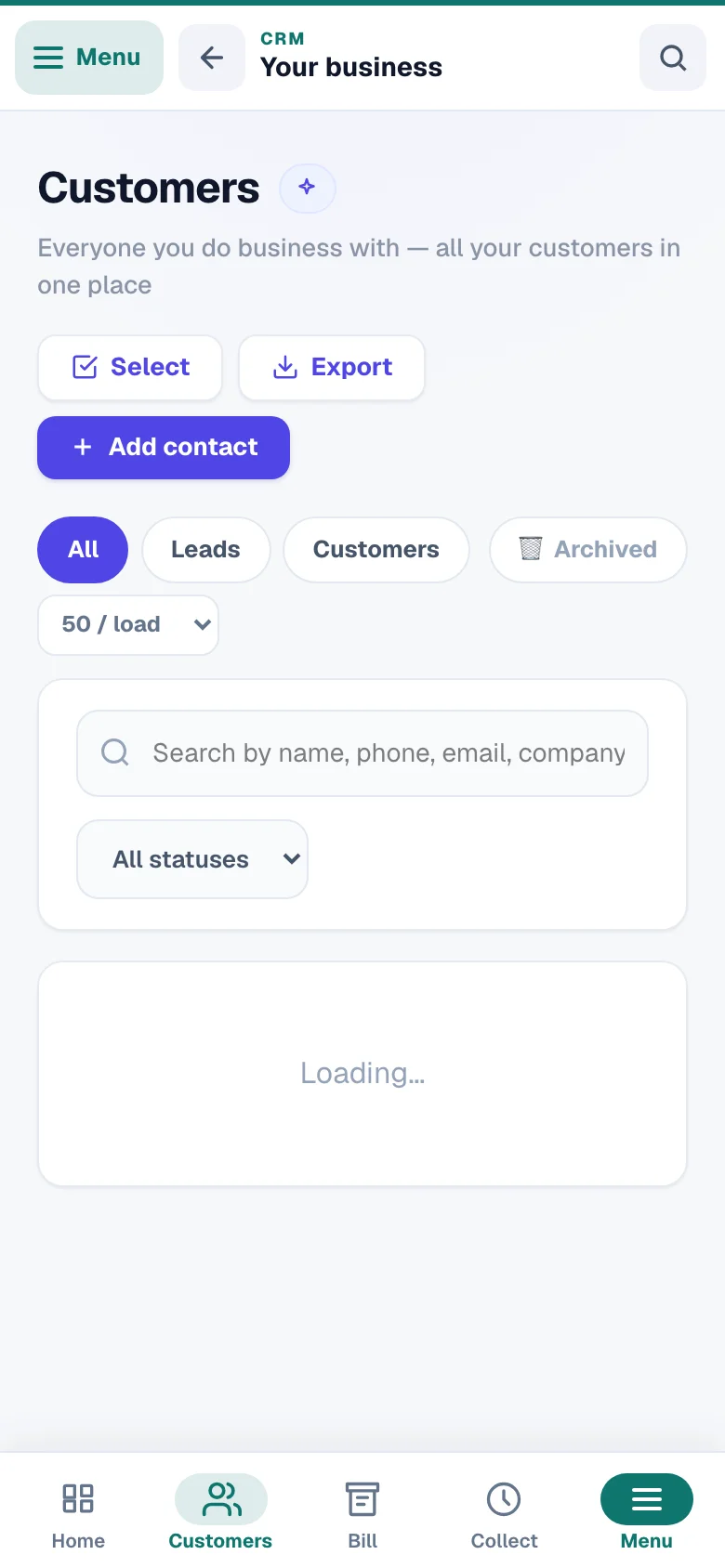 Your customer book on a phone.