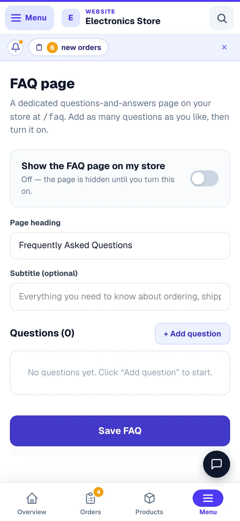 Write the questions your customers actually ask. — phone view