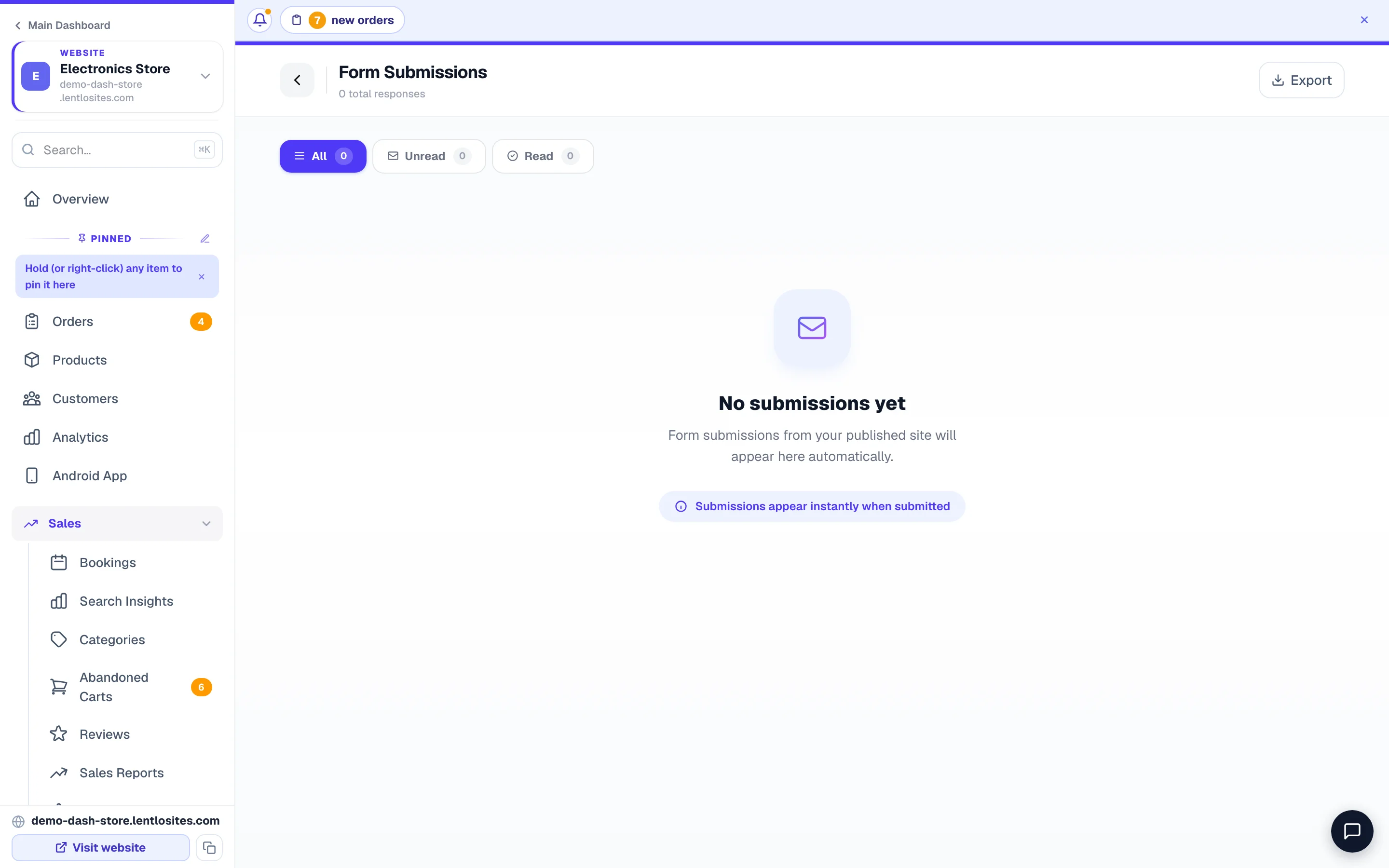 Every message sent through your contact form.