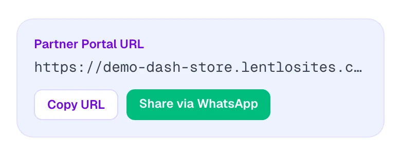 Each promoter gets their own portal link to share. — phone view