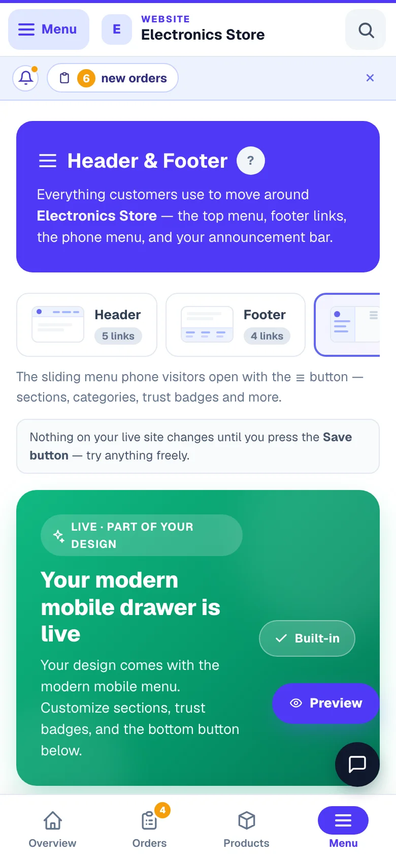 The phone drawer: choose a look, and what appears inside it. — phone view