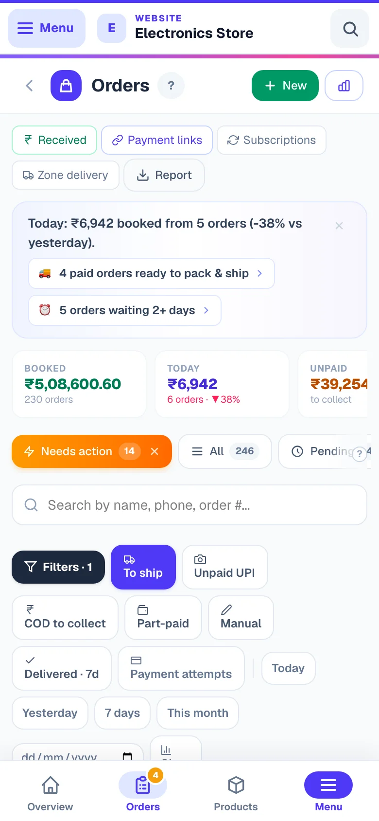 Paid and ready to pack — the queue you work through each morning. — phone view