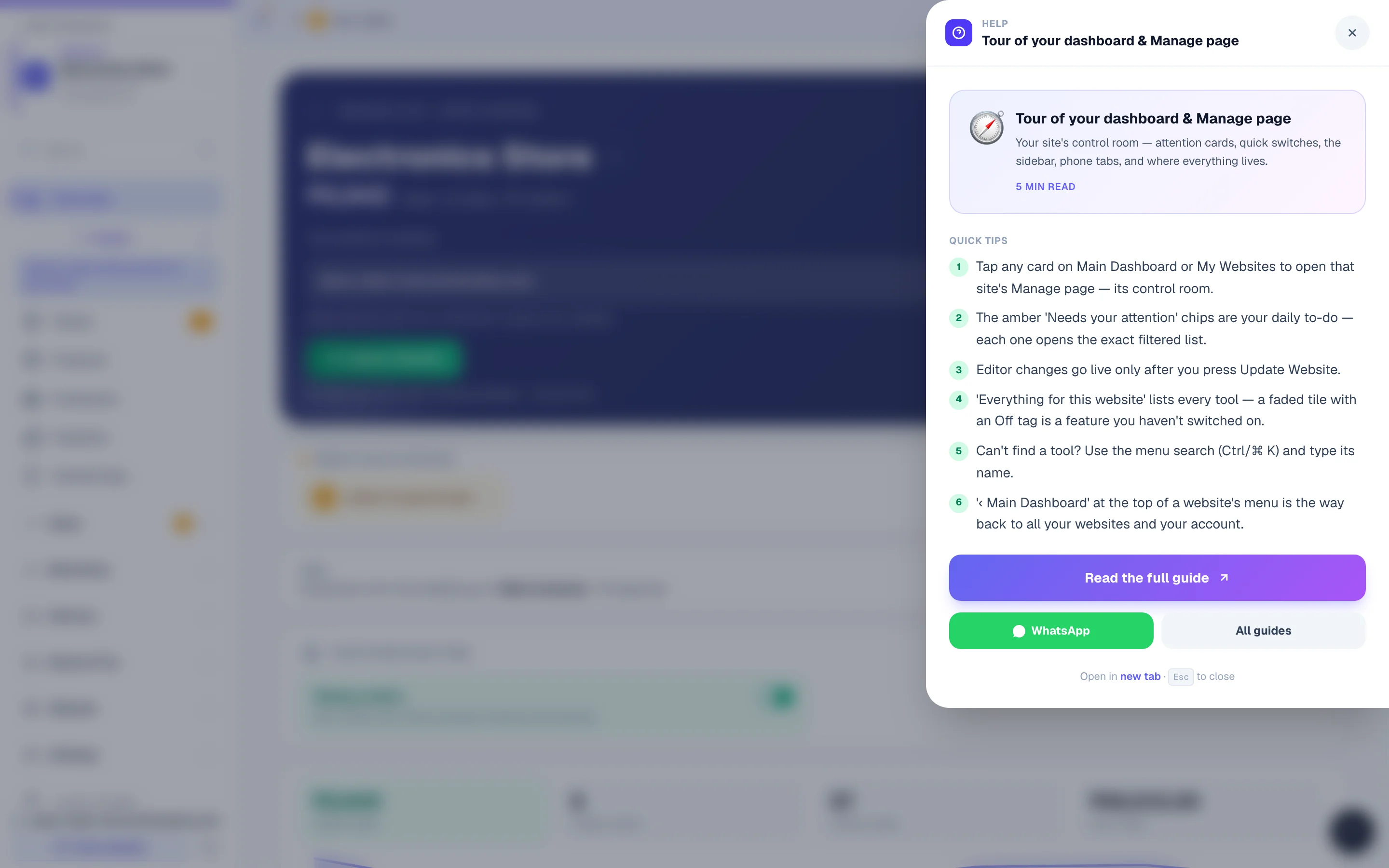 The ? button on any page opens help written for that page.