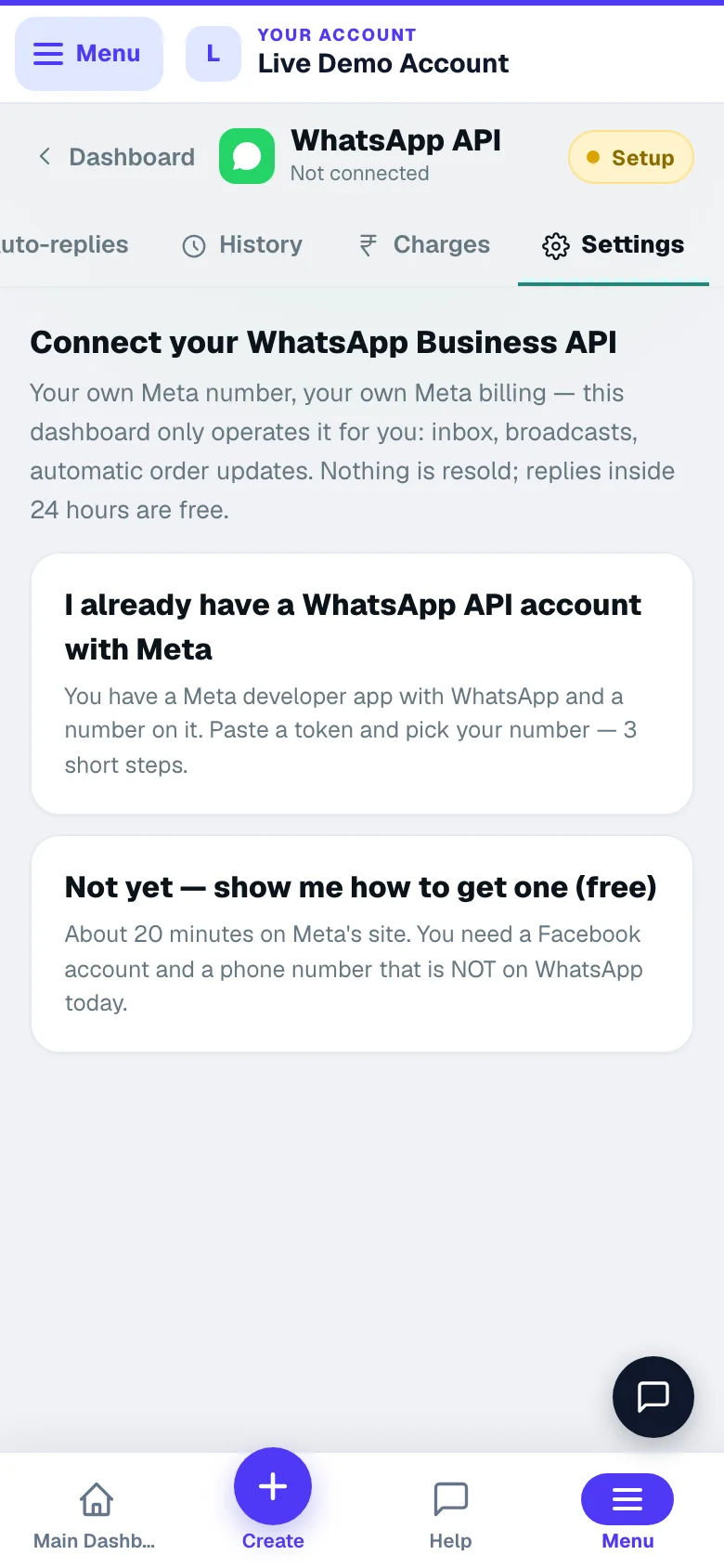 Which order events go out on WhatsApp automatically. — phone view