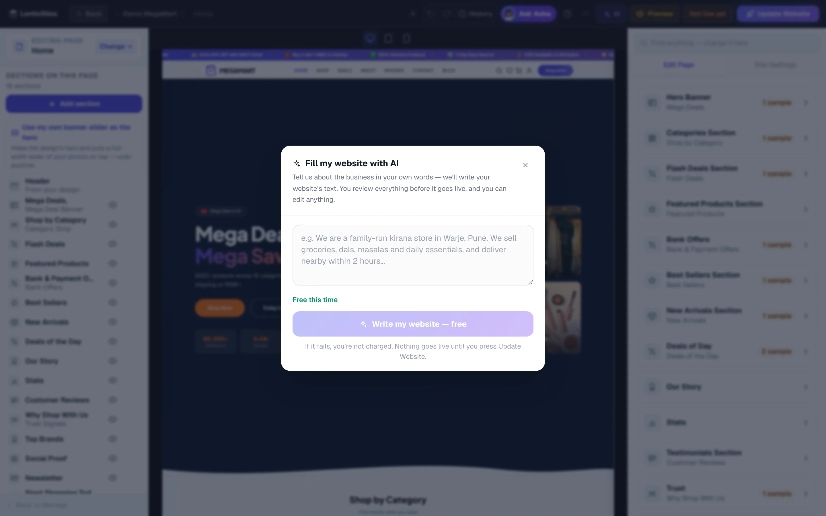 Let AI write a first draft of your website text, then edit it.
