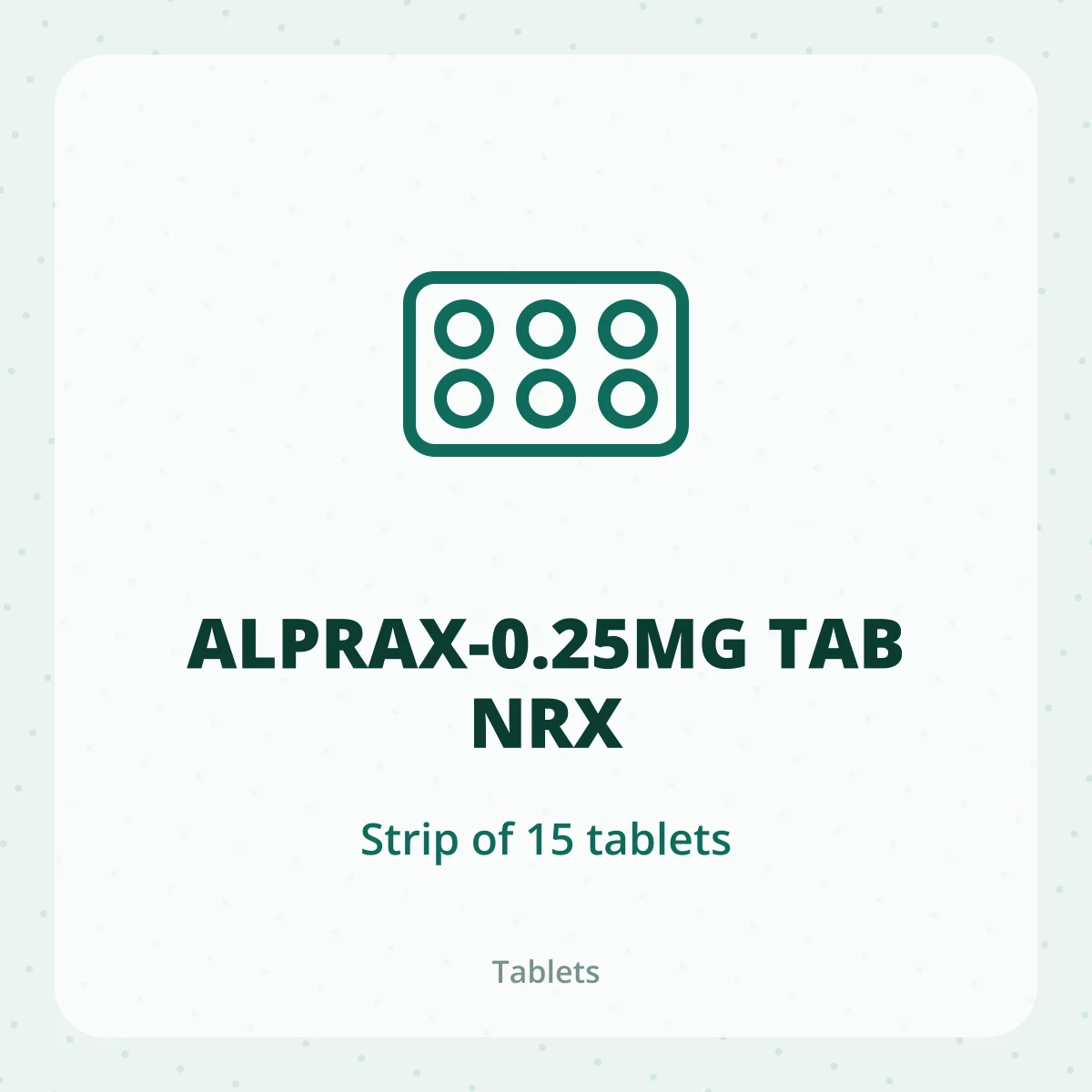 ALPRAX-0.25MG TAB NRX 1X15