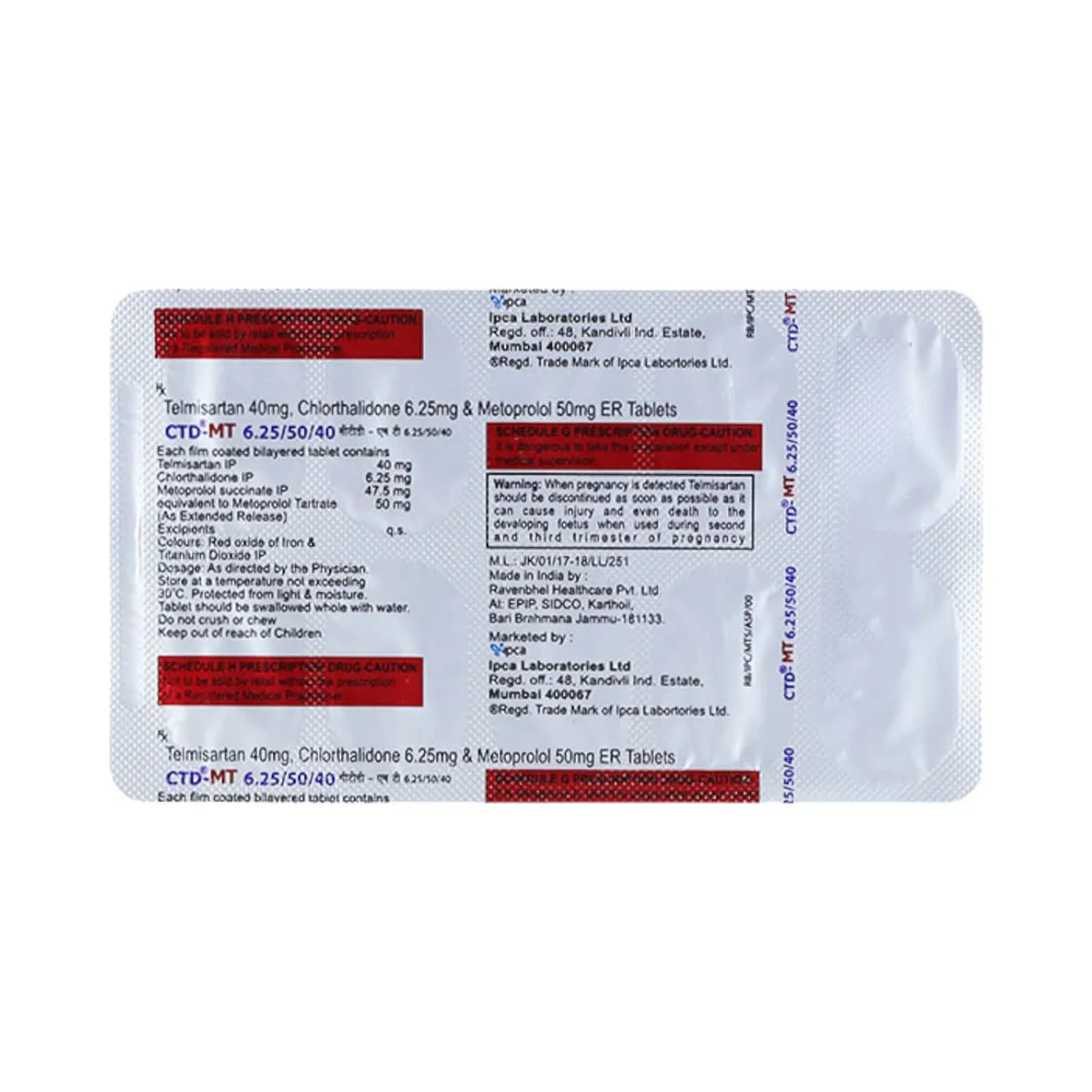 CTD-MT 6.25/50/40 TAB 1X10