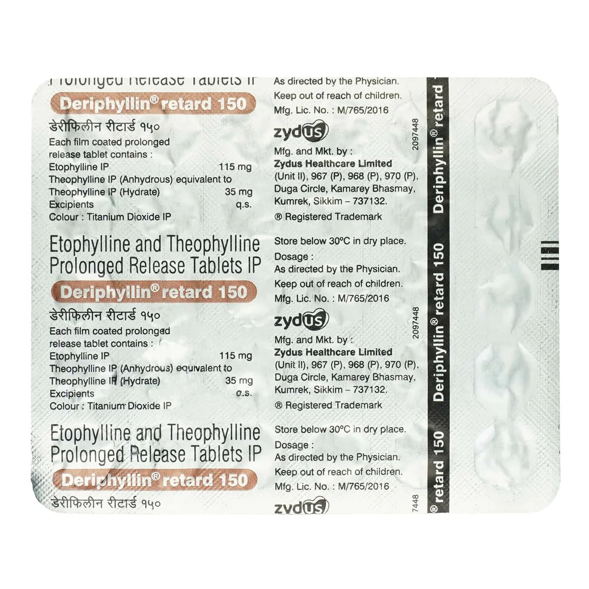 DERIPHYLLIN RETARD-150MG TAB 1X30